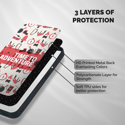 Time To Adventure Radiant Red Shockproof Hybrid Protection (Metal + TPU) Back Case Cover