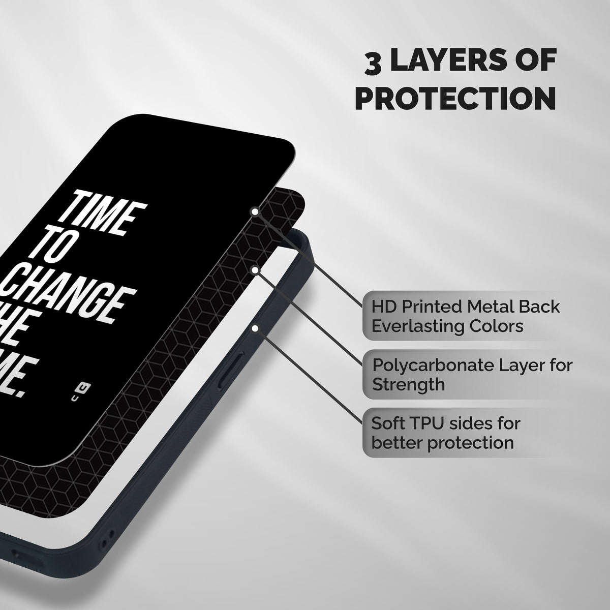 Time to Change the Game Shockproof Hybrid Protection (Metal + TPU) Back Case Cover