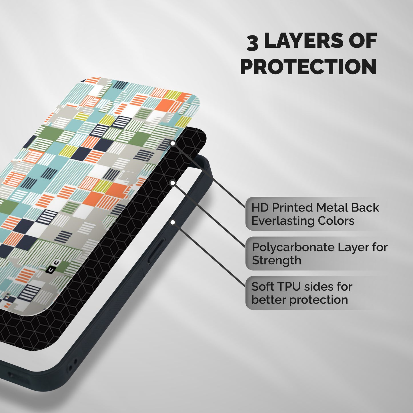 Tiny Boxes Stripes Shockproof Hybrid Protection (Metal + TPU) Back Case Cover