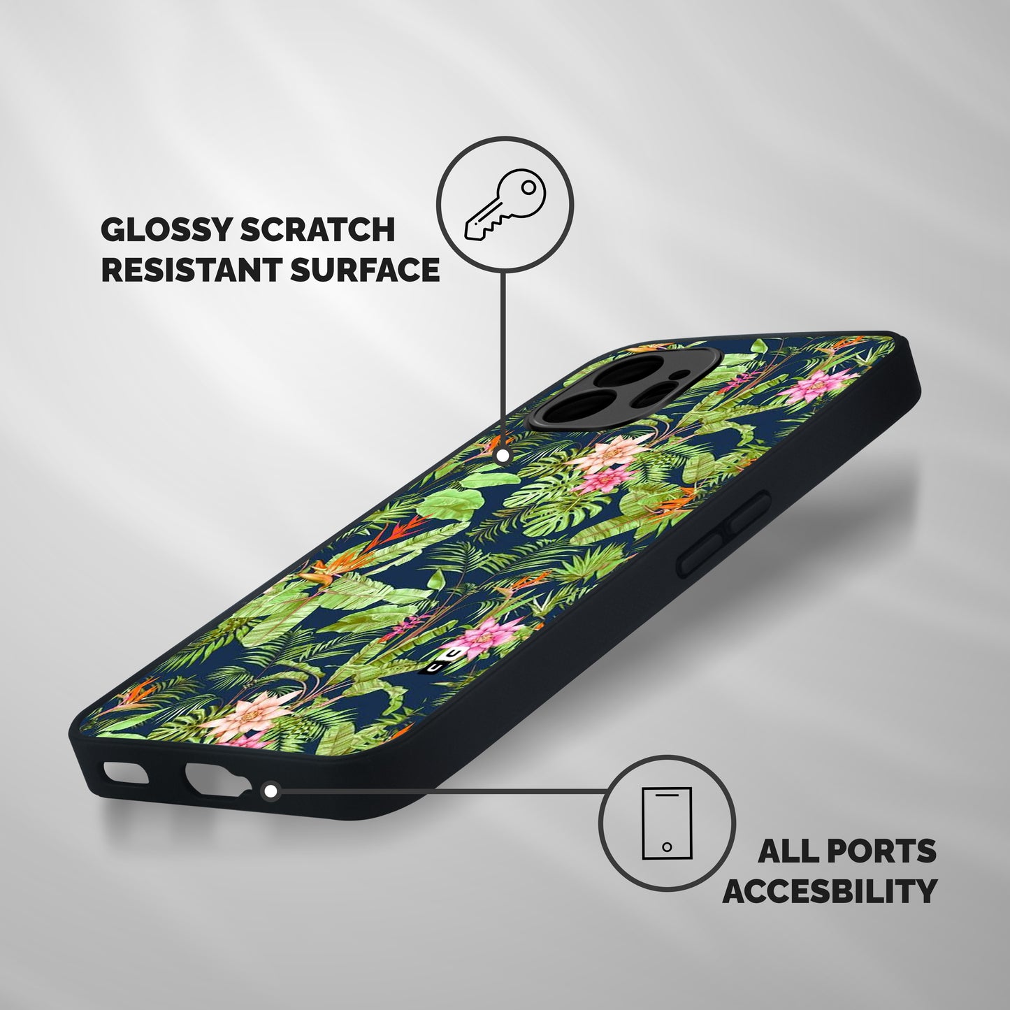 Tiny Flower Leaves Shockproof Hybrid Protection (Metal + TPU) Back Case Cover