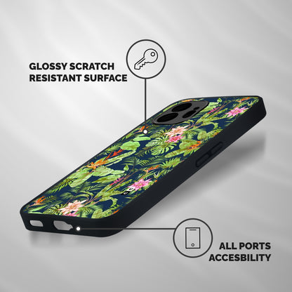 Tiny Flower Leaves Shockproof Hybrid Protection (Metal + TPU) Back Case Cover