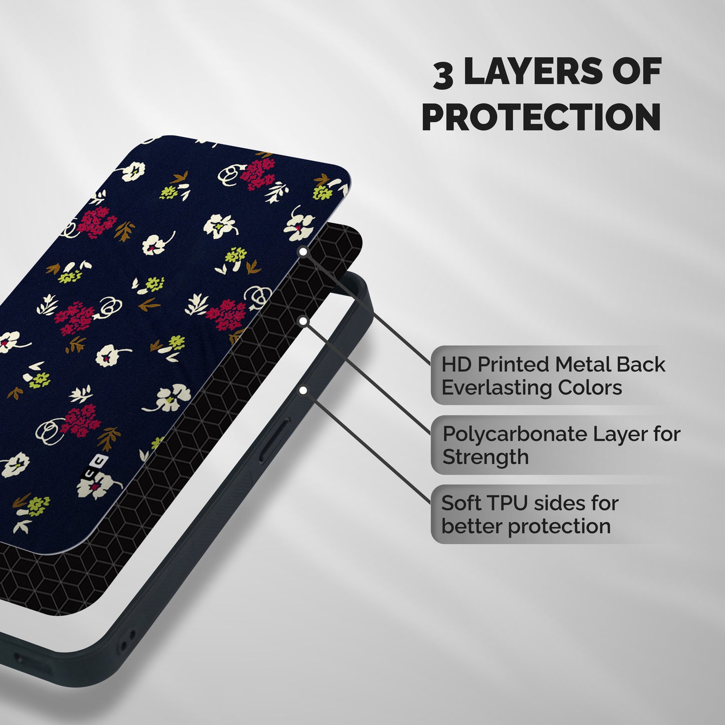Tiny Flowers Shockproof Hybrid Protection (Metal + TPU) Back Case Cover