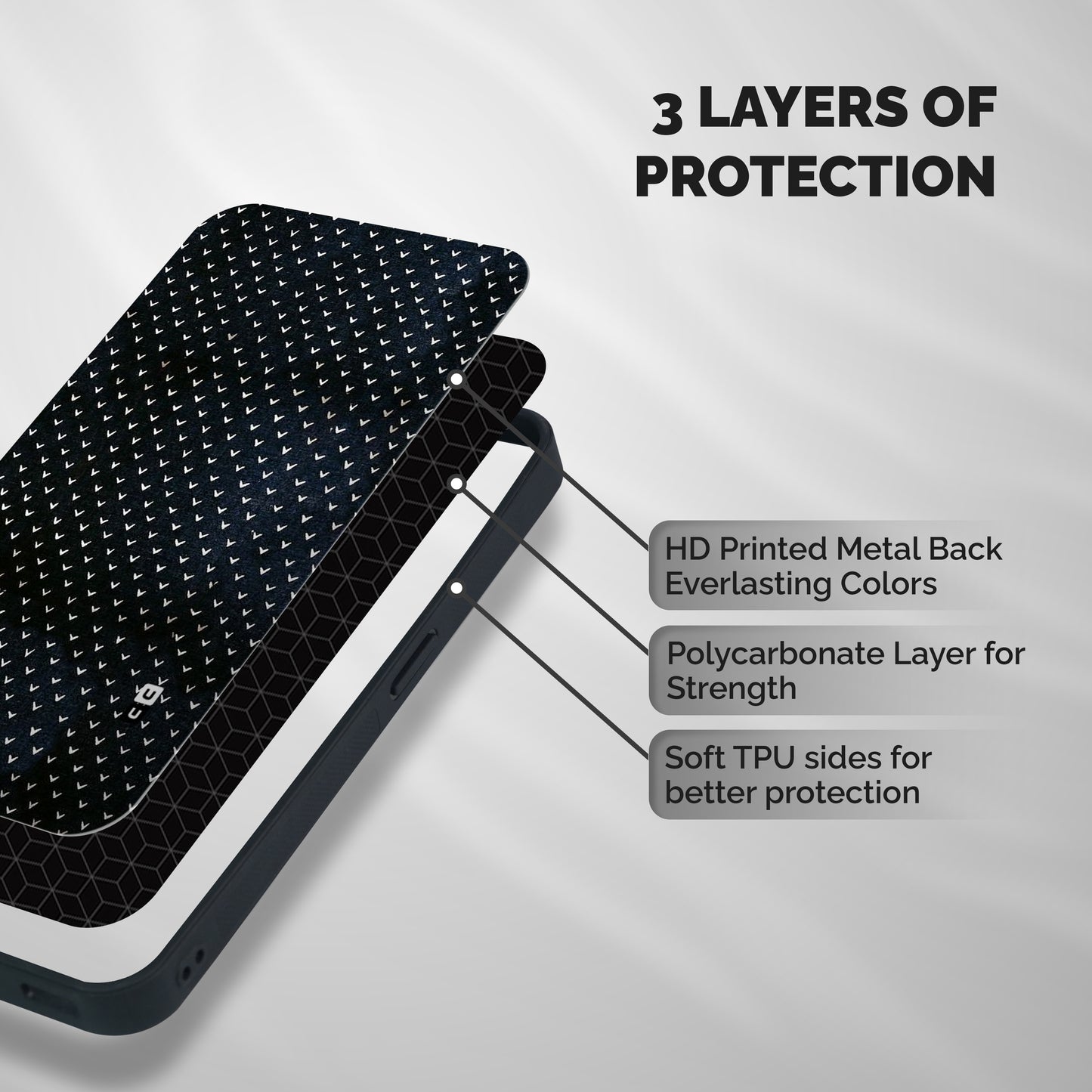 Tiny White Hearts Shockproof Hybrid Protection (Metal + TPU) Back Case Cover