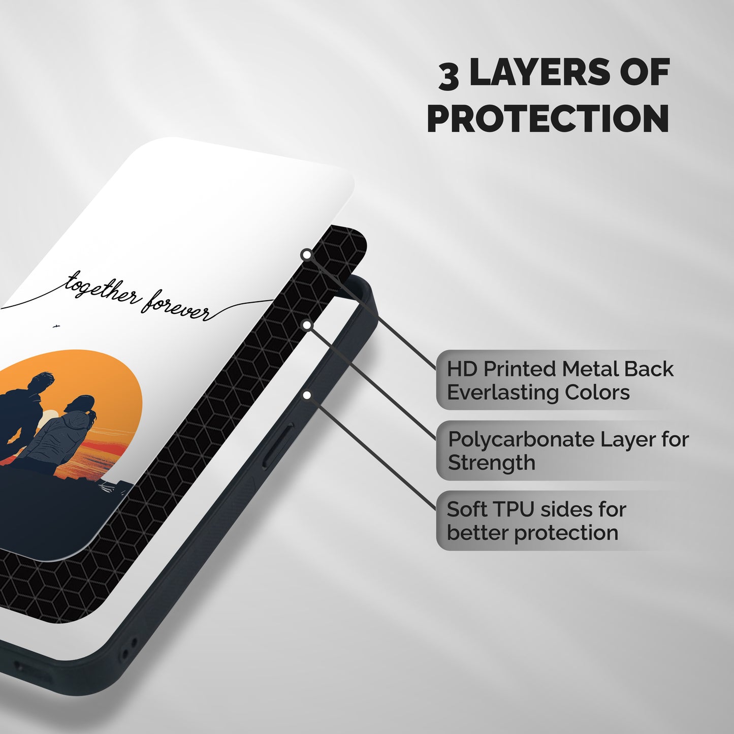 Together Forever Shockproof Hybrid Protection (Metal + TPU) Back Case Cover