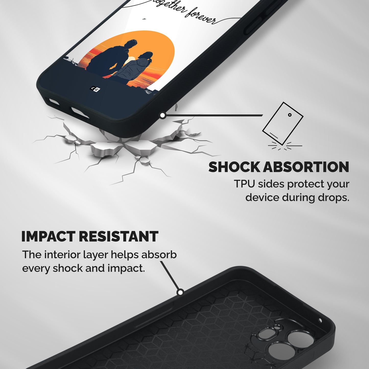 Together Forever Shockproof Hybrid Protection (Metal + TPU) Back Case Cover