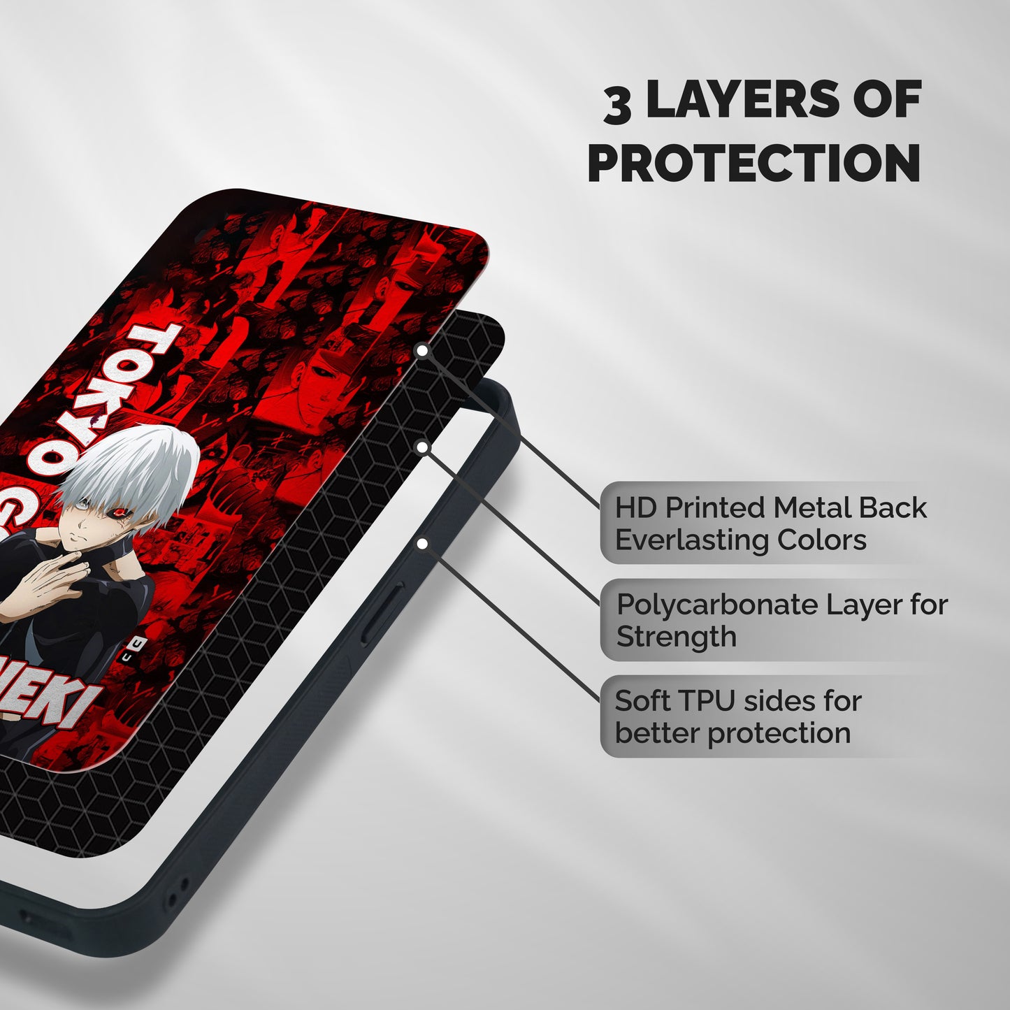 Tokyo Ghuoul Kaneki Shockproof Hybrid Protection (Metal + TPU) Back Case Cover