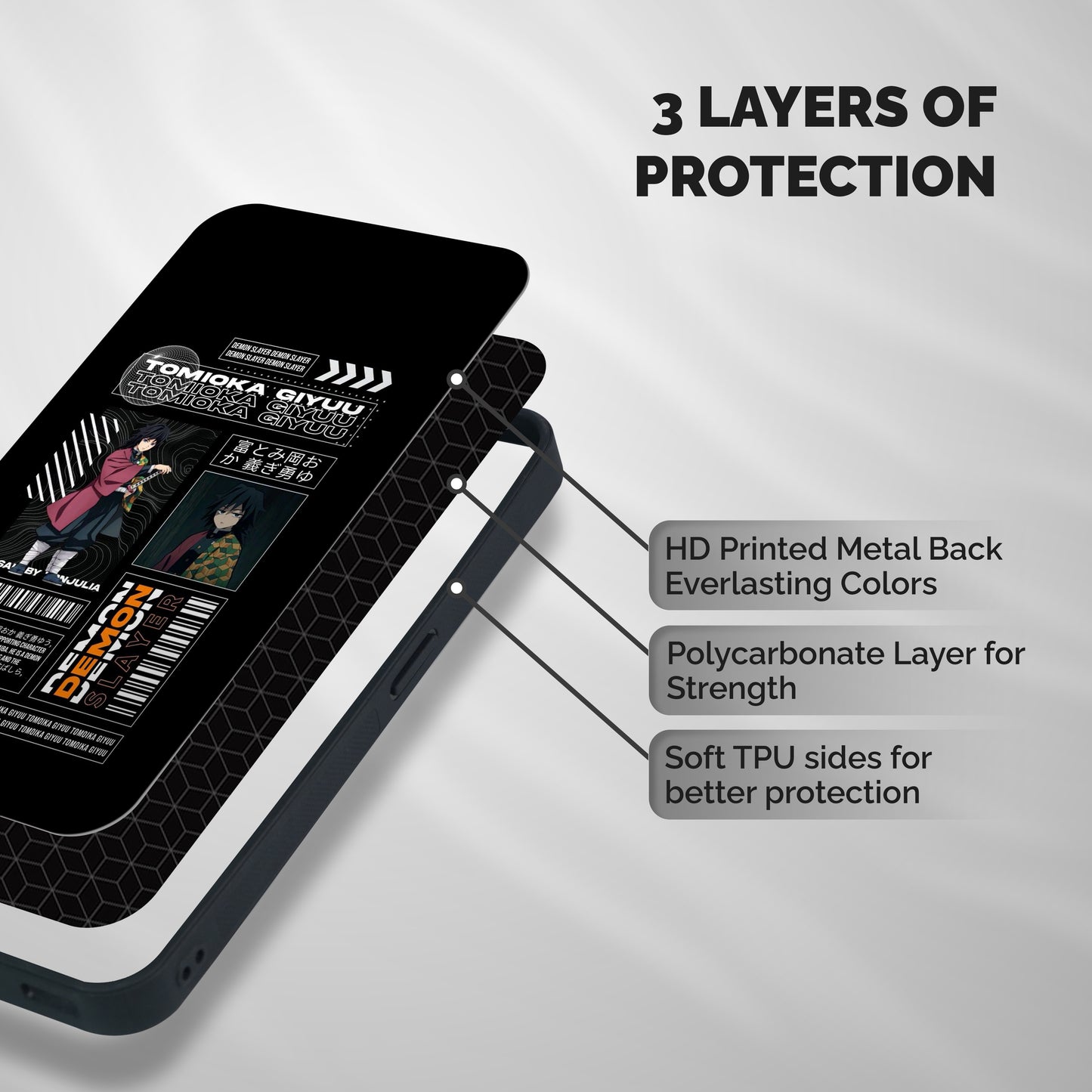 Tomioka Giyu Shockproof Hybrid Protection (Metal + TPU) Back Case Cover