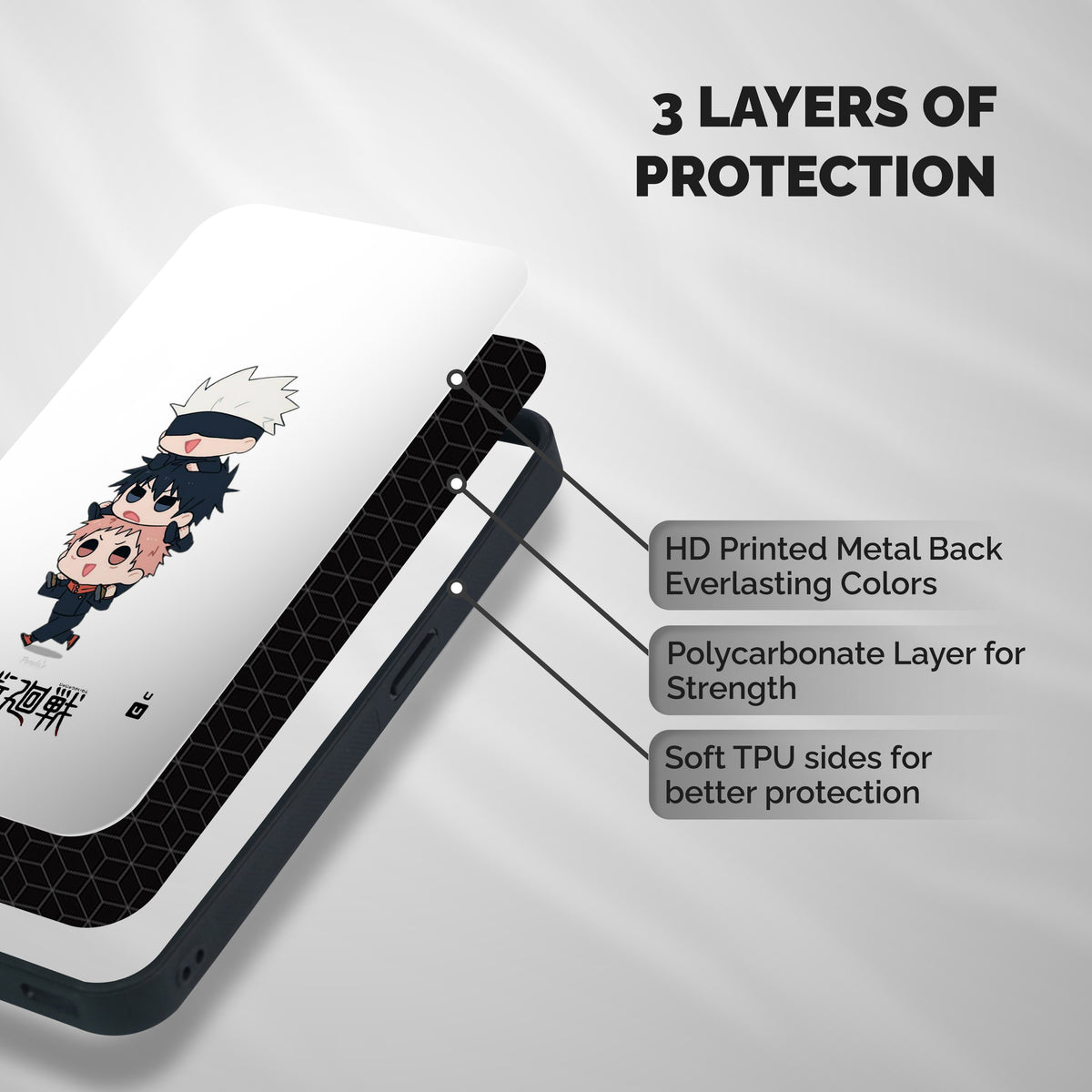 Top Gojo Squad Shockproof Hybrid Protection (Metal + TPU) Back Case Cover