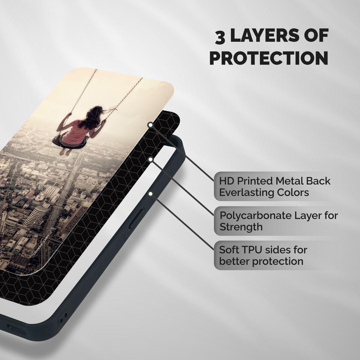 Top Of The World Shockproof Hybrid Protection (Metal + TPU) Back Case Cover