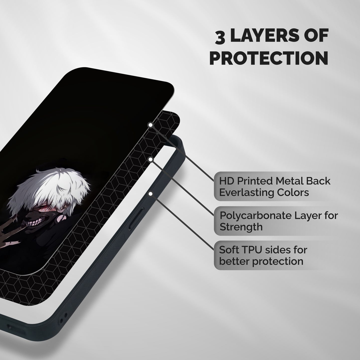 Toukyo Ghoul Kaneki Alternate Shockproof Hybrid Protection (Metal + TPU) Back Case Cover
