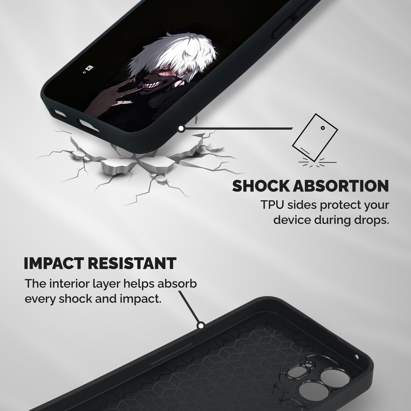 Toukyo Ghoul Kaneki Alternate Shockproof Hybrid Protection (Metal + TPU) Back Case Cover