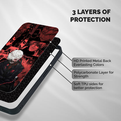 Toukyo Ghoul Kaneki Manga Shockproof Hybrid Protection (Metal + TPU) Back Case Cover