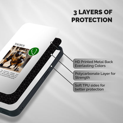 Towering Taurus Shockproof Hybrid Protection (Metal + TPU) Back Case Cover