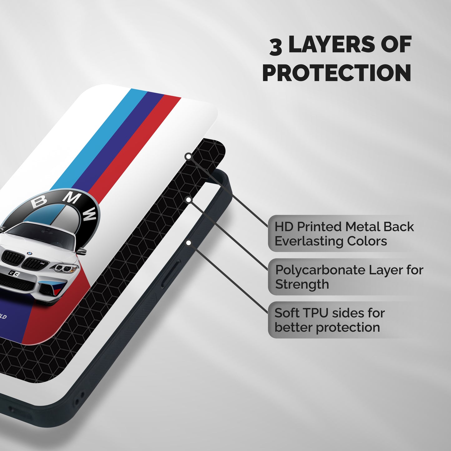 Track Supercar Shockproof Hybrid Protection (Metal + TPU) Back Case Cover