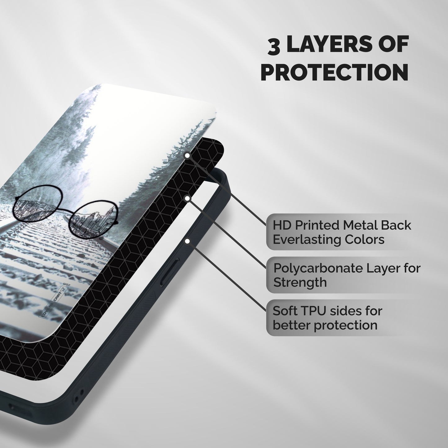 Tracks And Specs Shockproof Hybrid Protection (Metal + TPU) Back Case Cover
