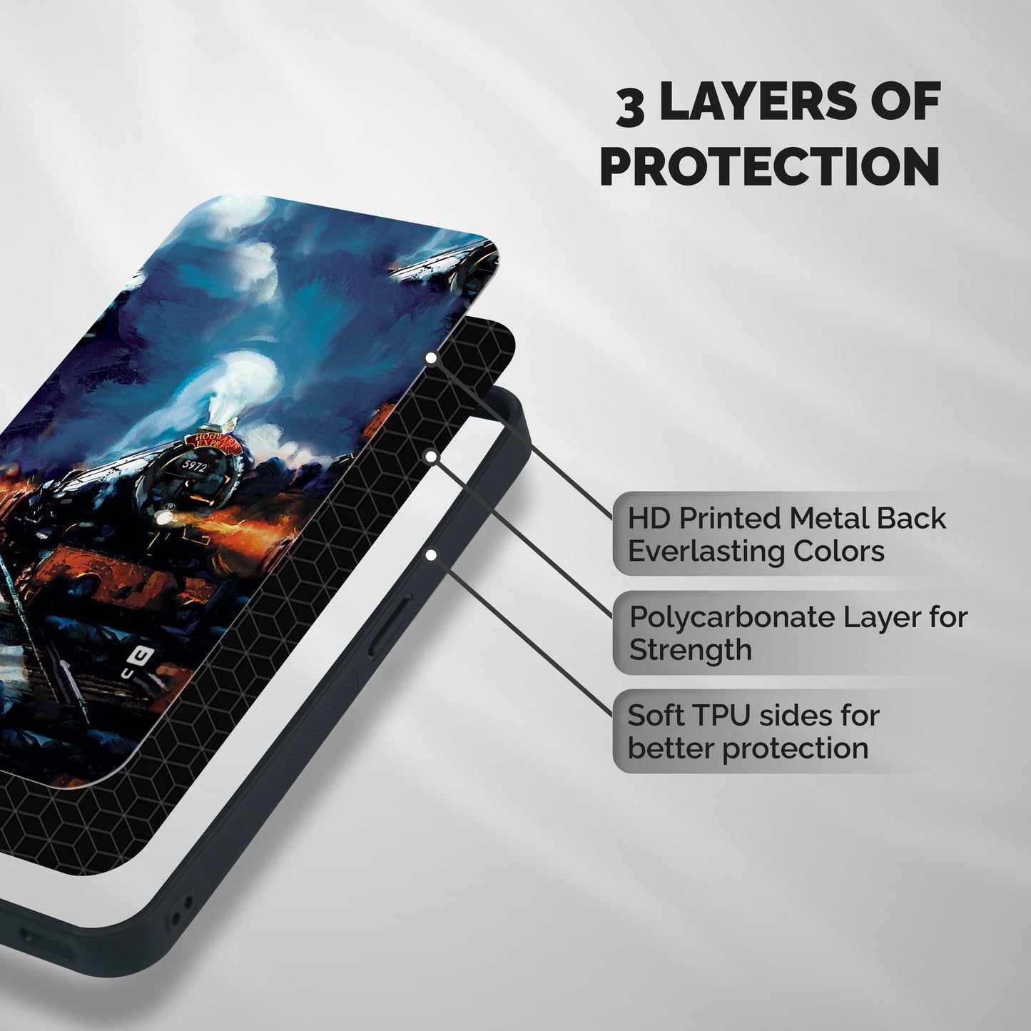 Train Art Shockproof Hybrid Protection (Metal + TPU) Back Case Cover