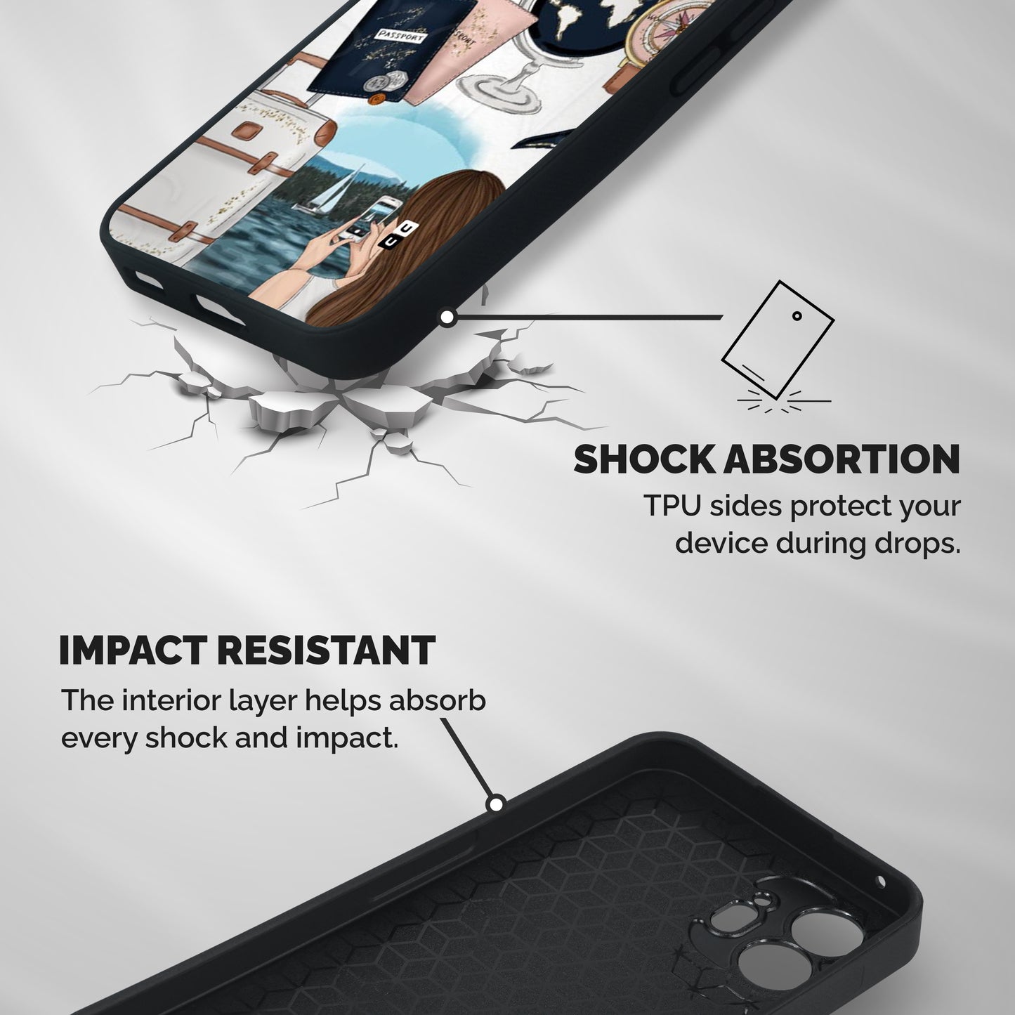 Travel Diaries Shockproof Hybrid Protection (Metal + TPU) Back Case Cover