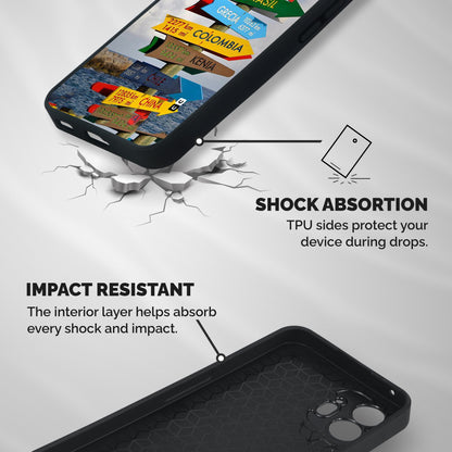 Travel Directions Shockproof Hybrid Protection (Metal + TPU) Back Case Cover