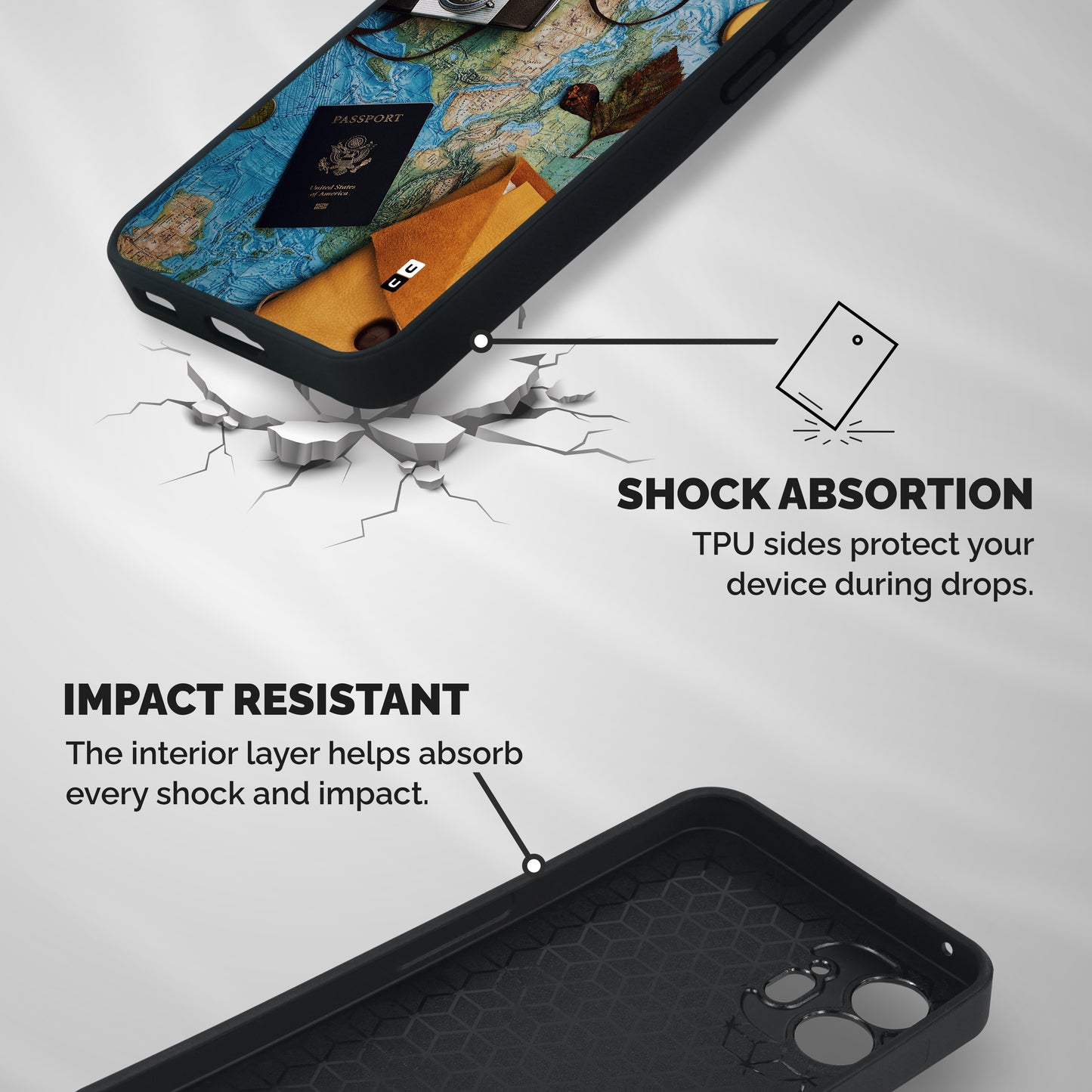 Travel Essentials Shockproof Hybrid Protection (Metal + TPU) Back Case Cover