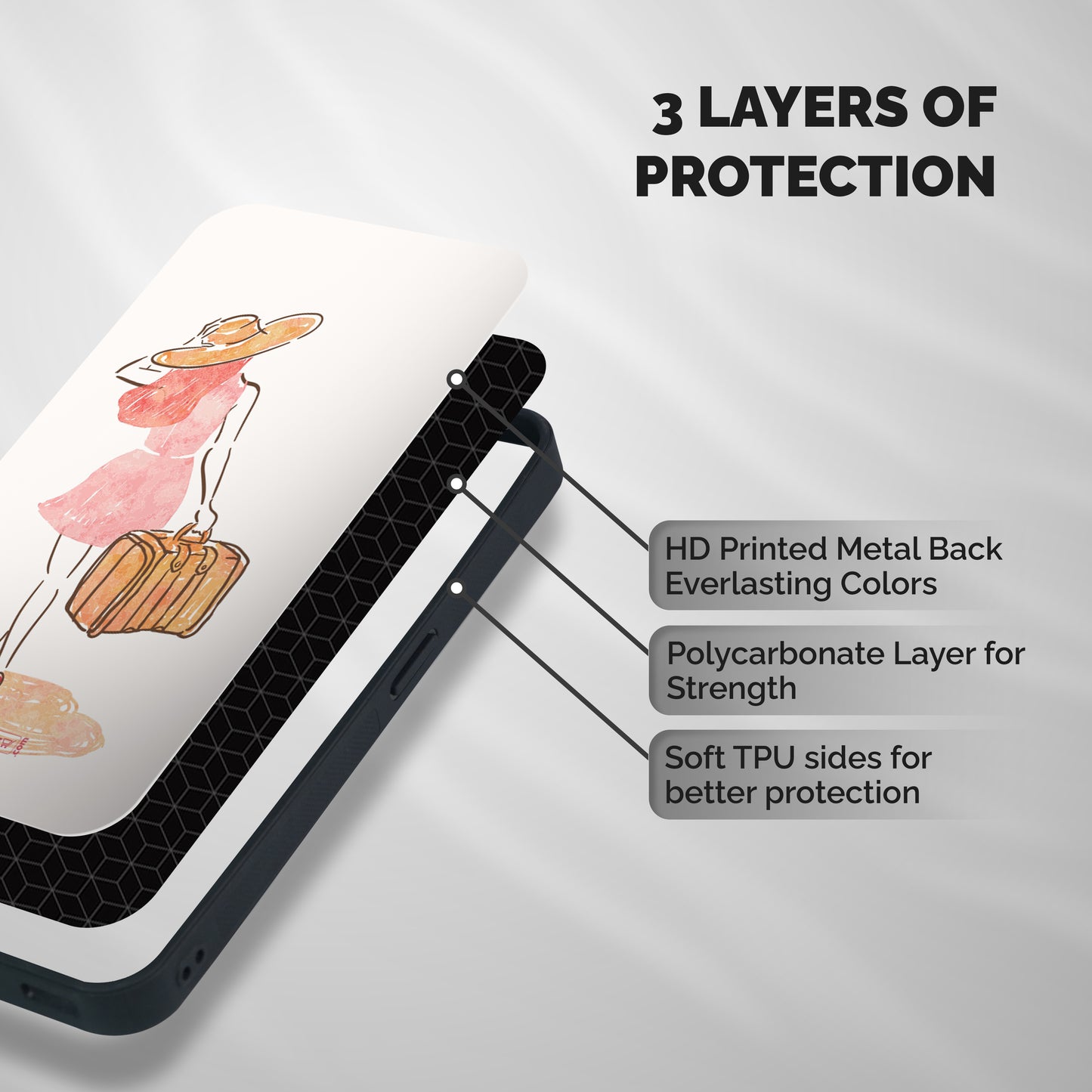 Travel Girl Shockproof Hybrid Protection (Metal + TPU) Back Case Cover
