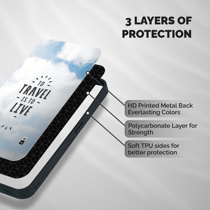 Travel is Life Shockproof Hybrid Protection (Metal + TPU) Back Case Cover