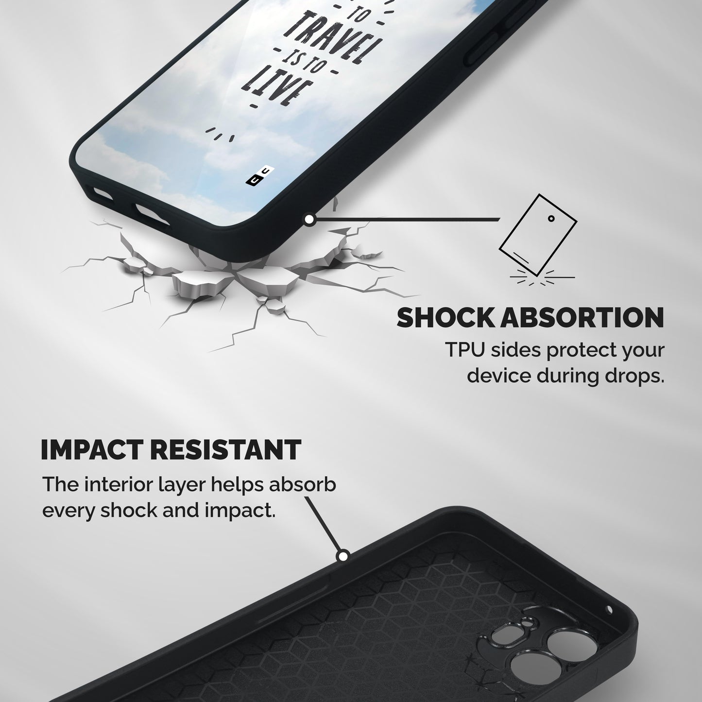 Travel is Life Shockproof Hybrid Protection (Metal + TPU) Back Case Cover