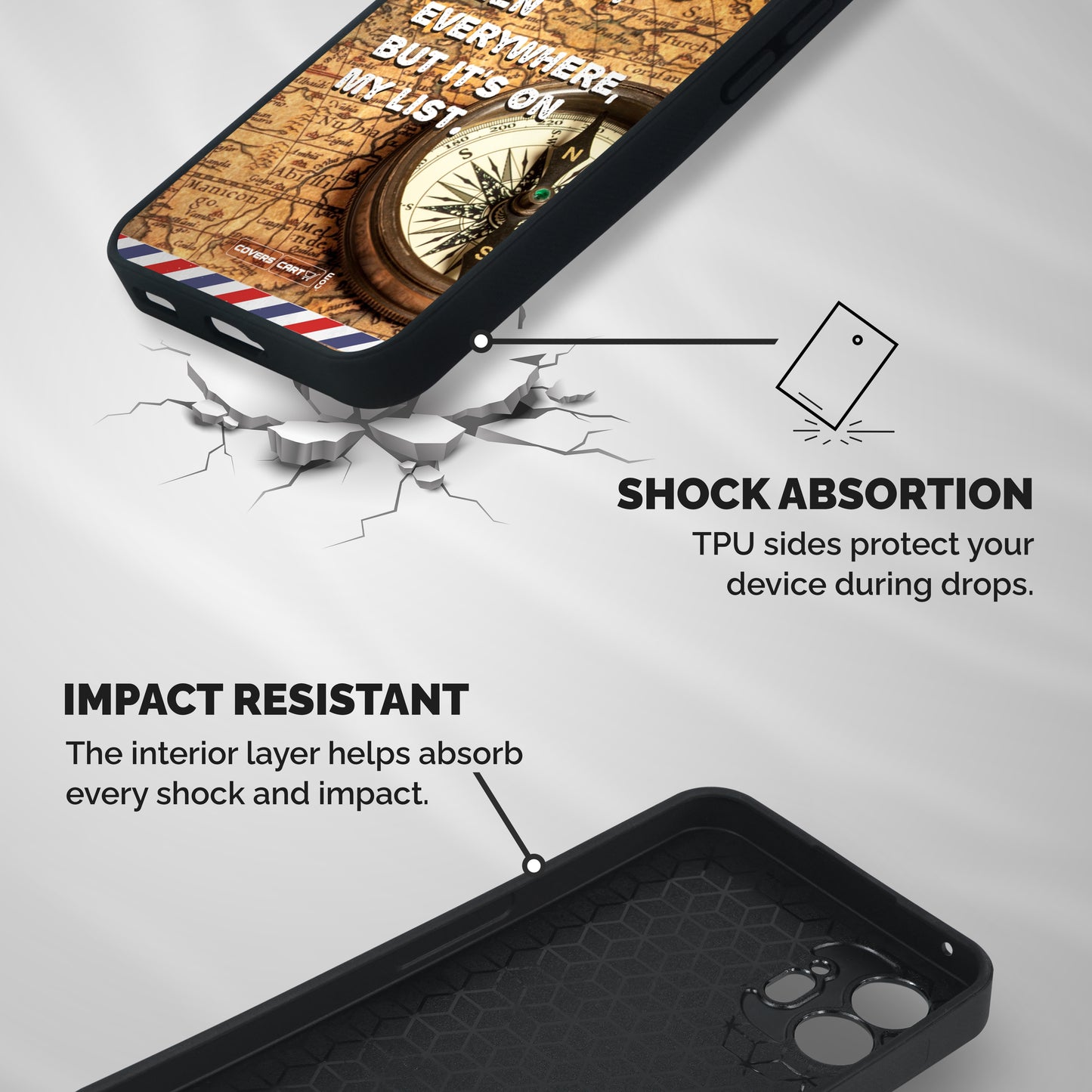 Travel Map Shockproof Hybrid Protection (Metal + TPU) Back Case Cover