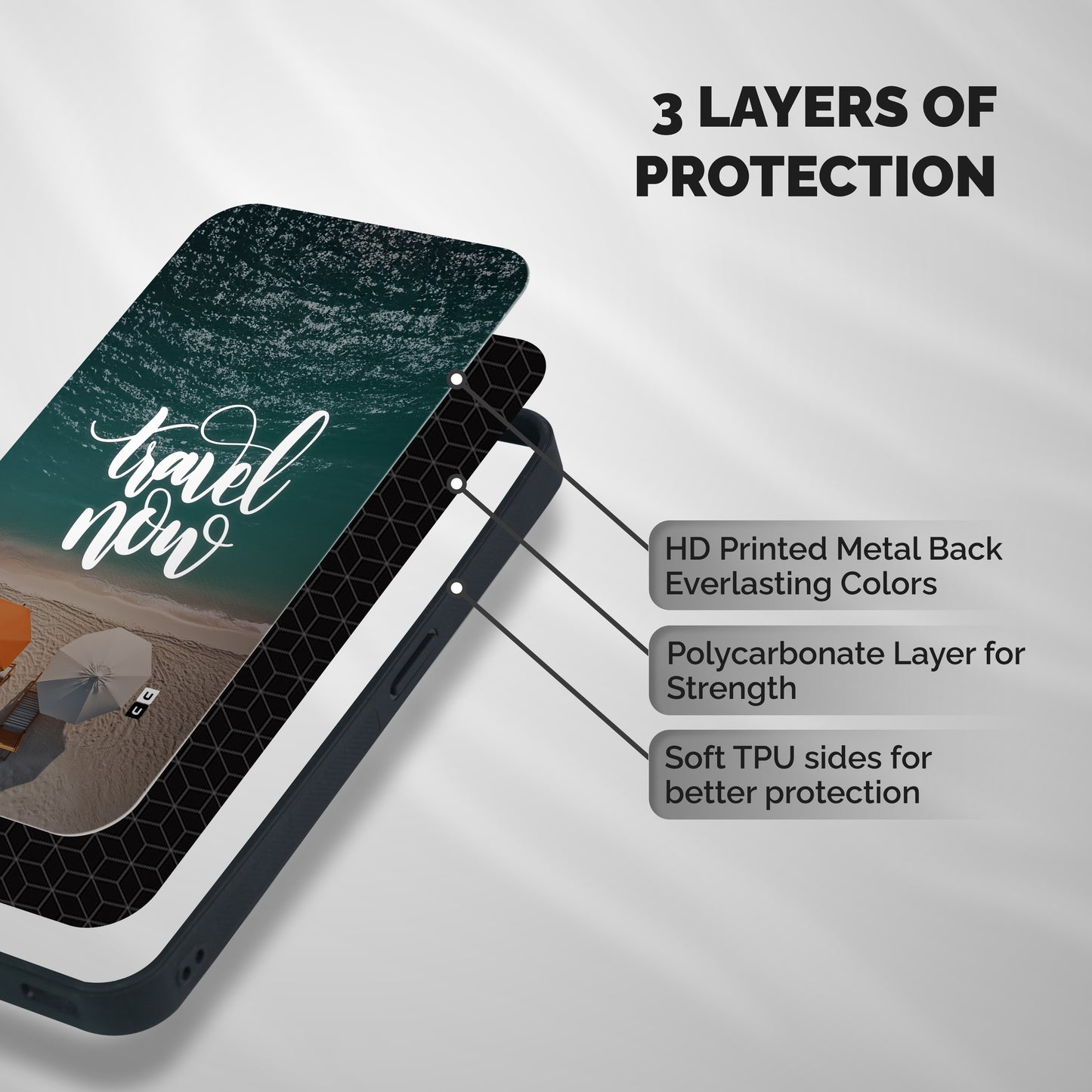 Travel Now Shockproof Hybrid Protection (Metal + TPU) Back Case Cover