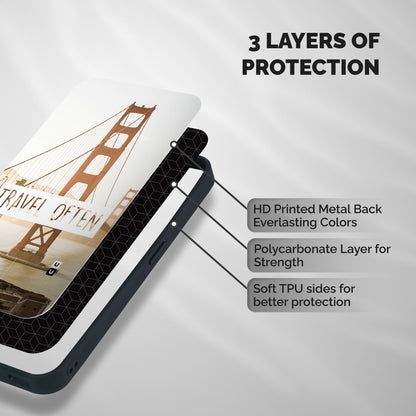 Travel Often Shockproof Hybrid Protection (Metal + TPU) Back Case Cover