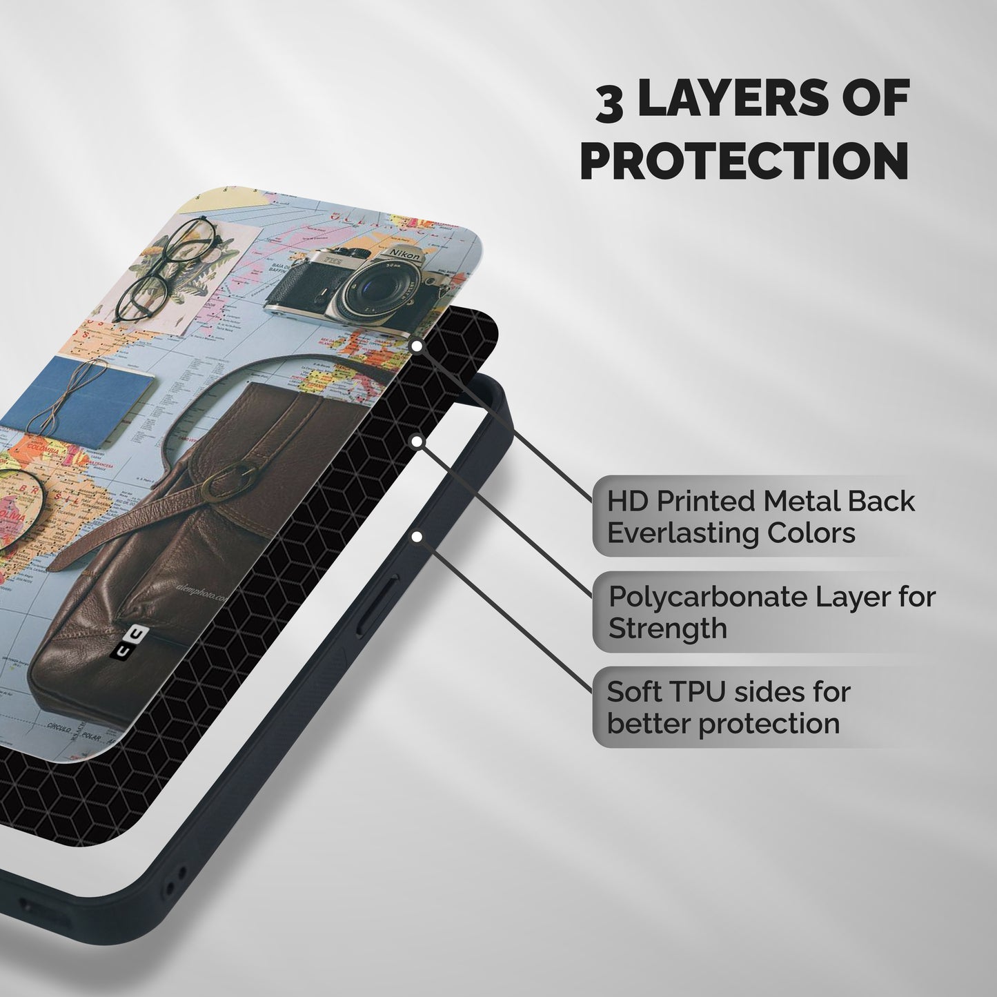 Travel Requisites Shockproof Hybrid Protection (Metal + TPU) Back Case Cover