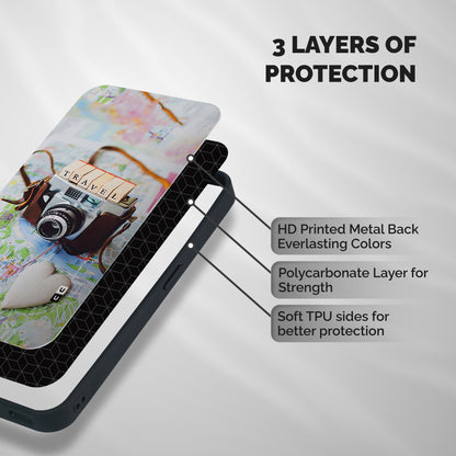 Travel Snapshot Shockproof Hybrid Protection (Metal + TPU) Back Case Cover