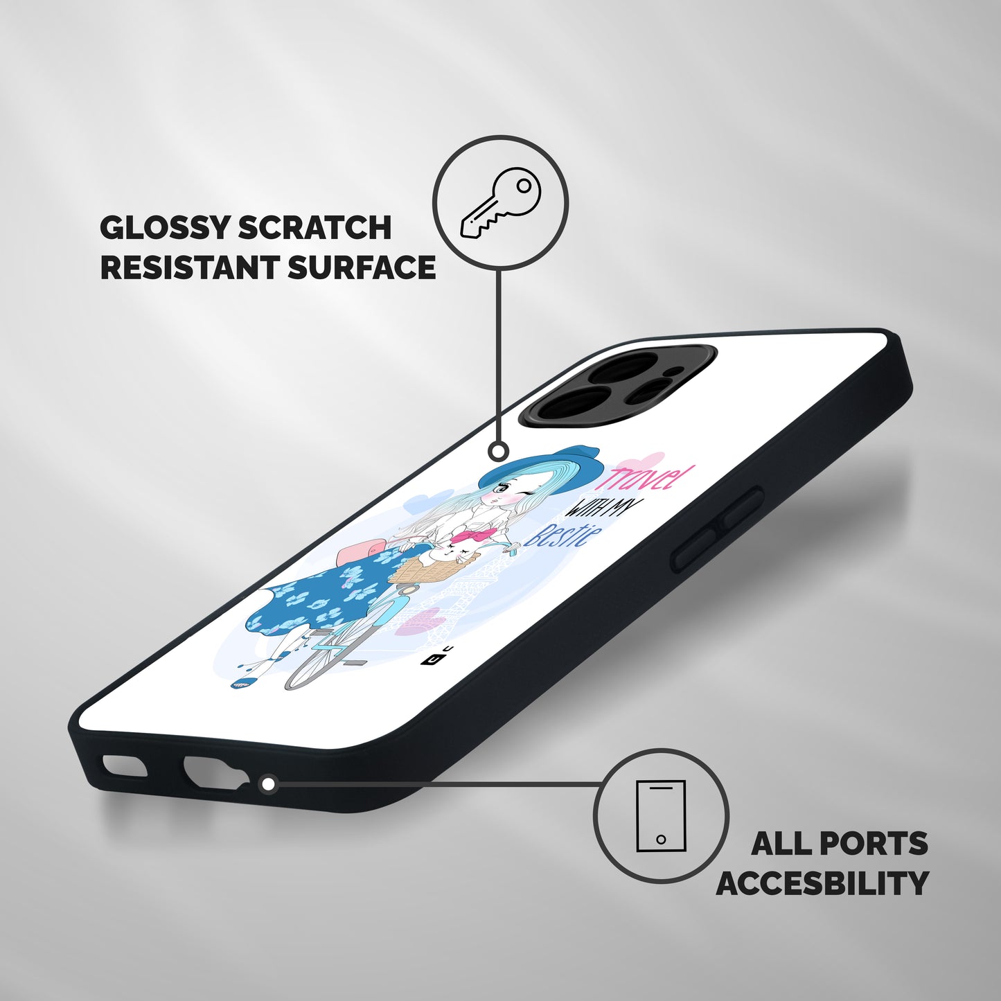 Travel With My Bestie Shockproof Hybrid Protection (Metal + TPU) Back Case Cover