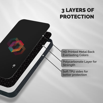 Tri-hexa Colours Shockproof Hybrid Protection (Metal + TPU) Back Case Cover