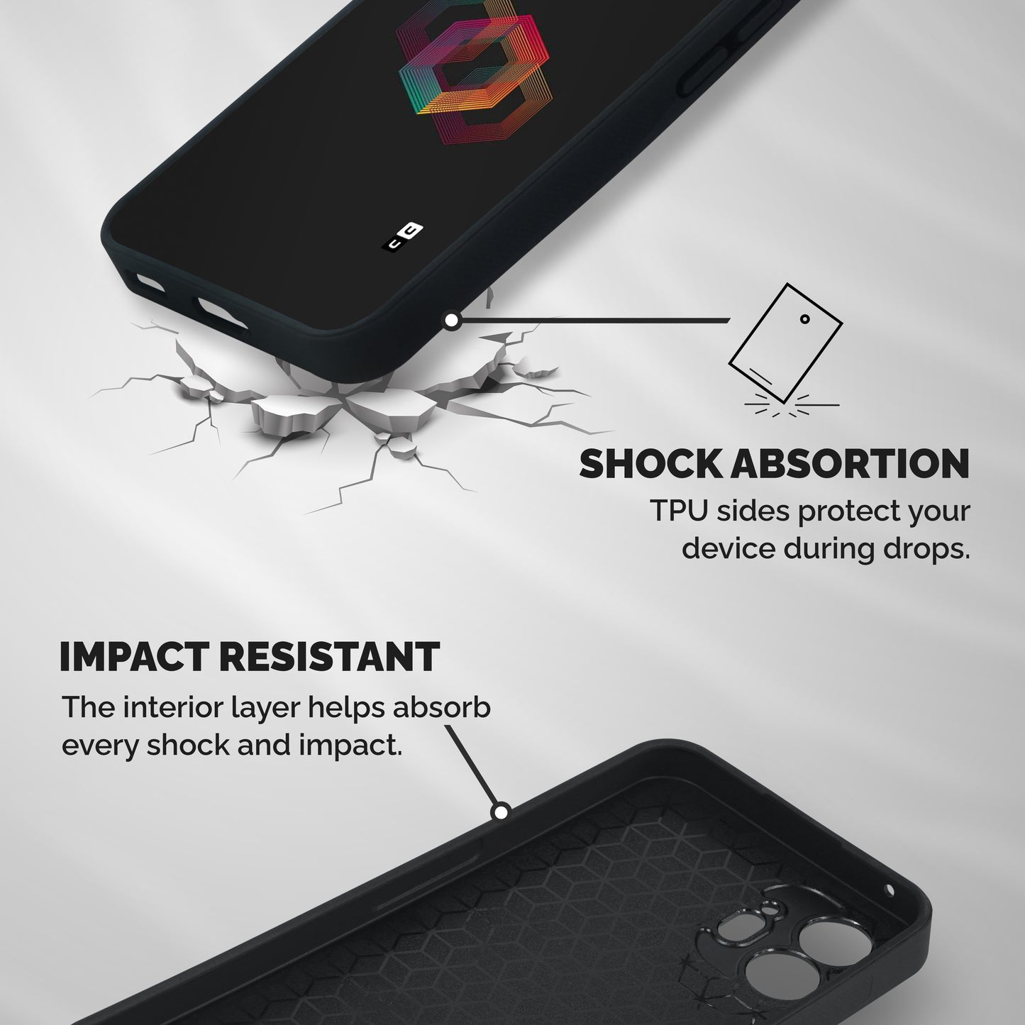 Tri-hexa Colours Shockproof Hybrid Protection (Metal + TPU) Back Case Cover