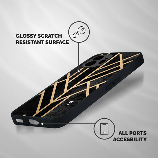 Tri Lines Gold Shockproof Hybrid Protection (Metal + TPU) Back Case Cover
