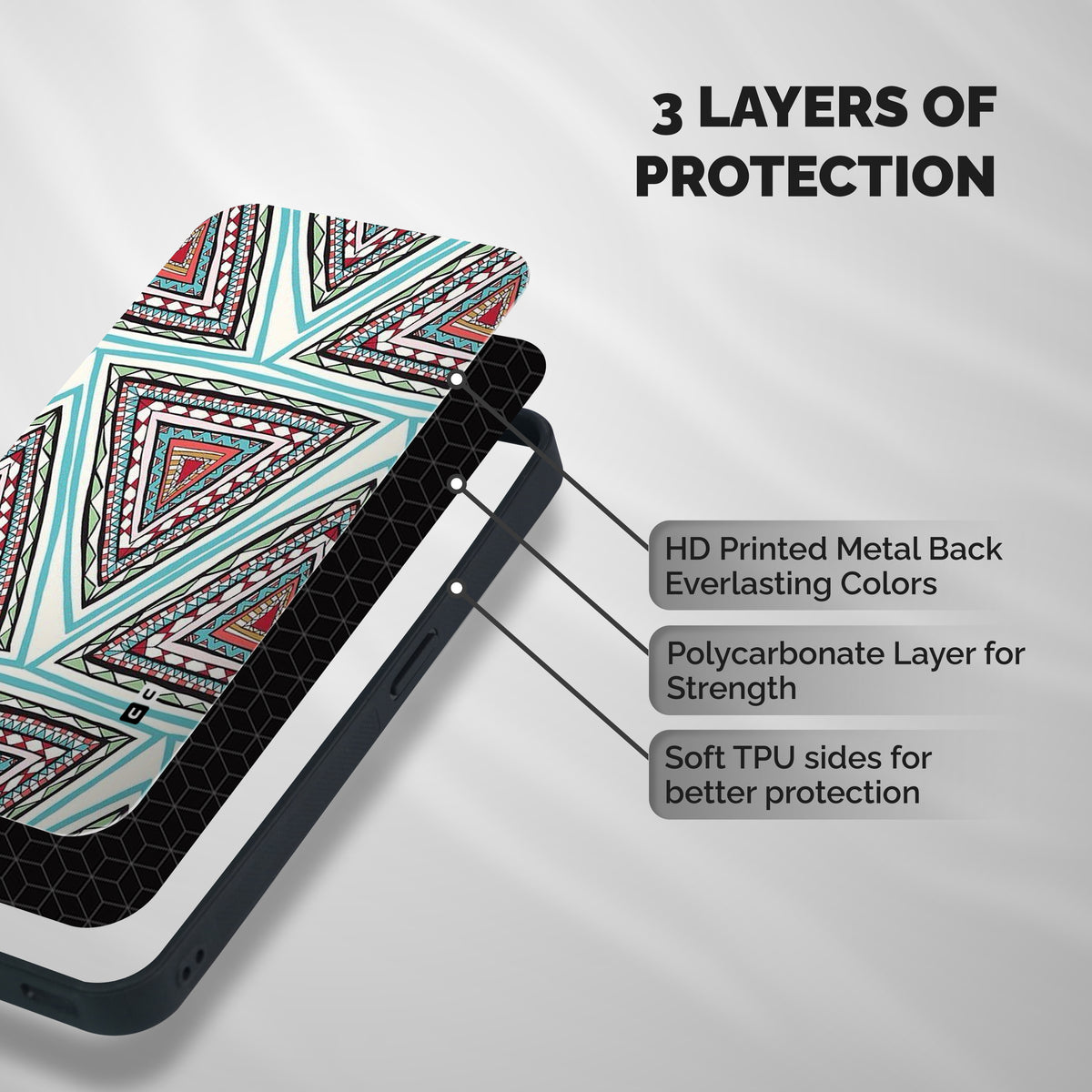 Triangle Abstract Mode Shockproof Hybrid Protection (Metal + TPU) Back Case Cover