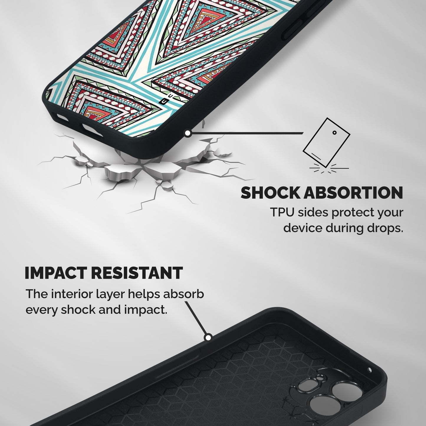 Triangle Abstract Mode Shockproof Hybrid Protection (Metal + TPU) Back Case Cover
