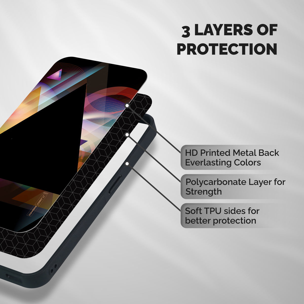Triangle Black Abstract Shockproof Hybrid Protection (Metal + TPU) Back Case Cover