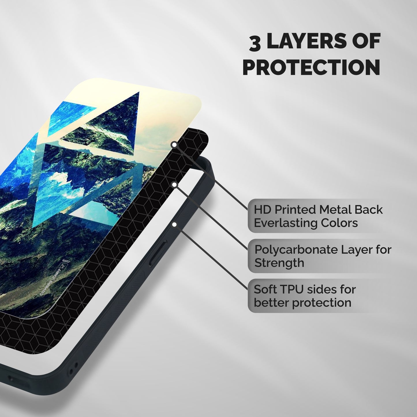 Triangular View Shockproof Hybrid Protection (Metal + TPU) Back Case Cover
