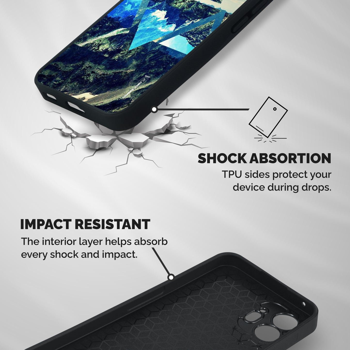 Triangular View Shockproof Hybrid Protection (Metal + TPU) Back Case Cover