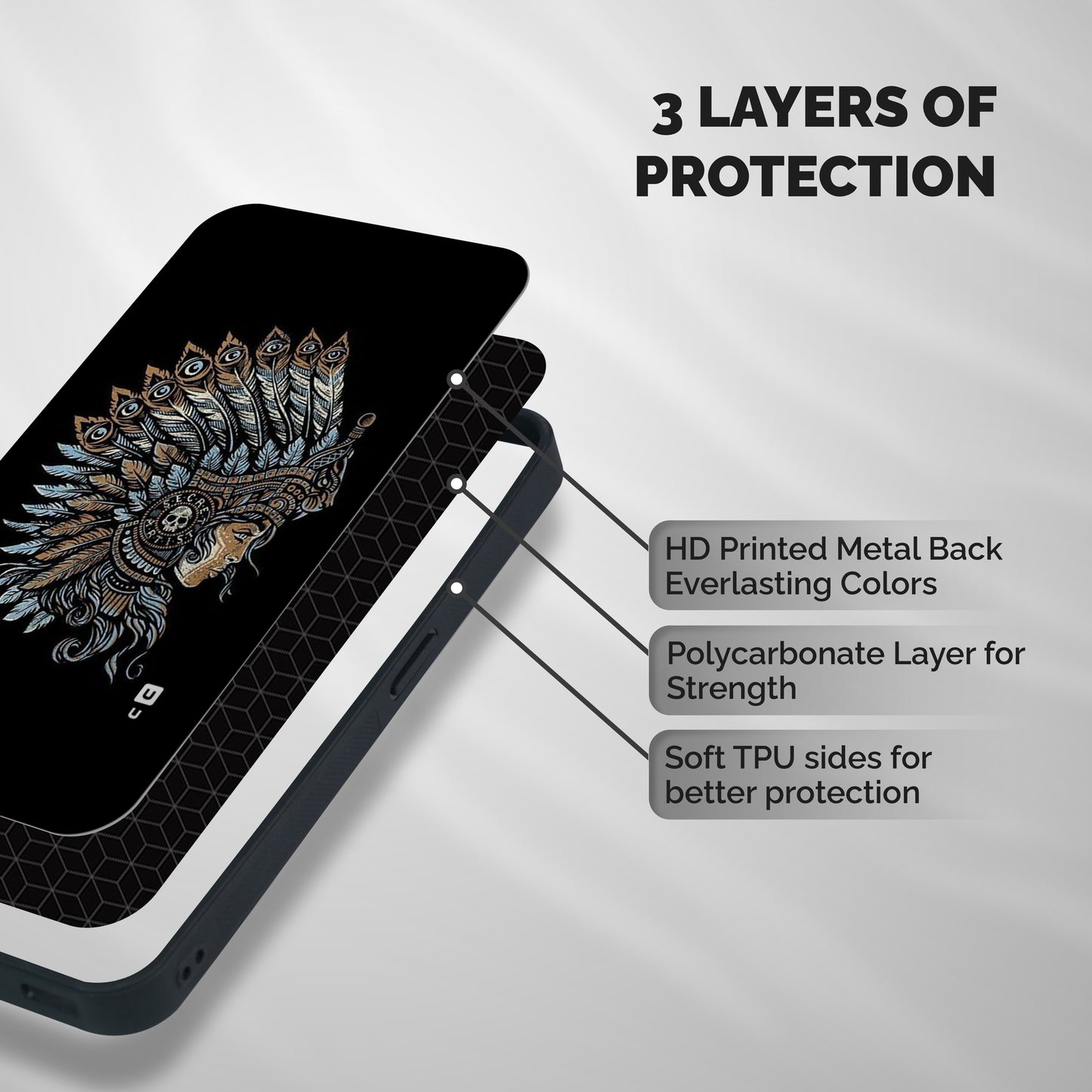 Tribal Design Shockproof Hybrid Protection (Metal + TPU) Back Case Cover