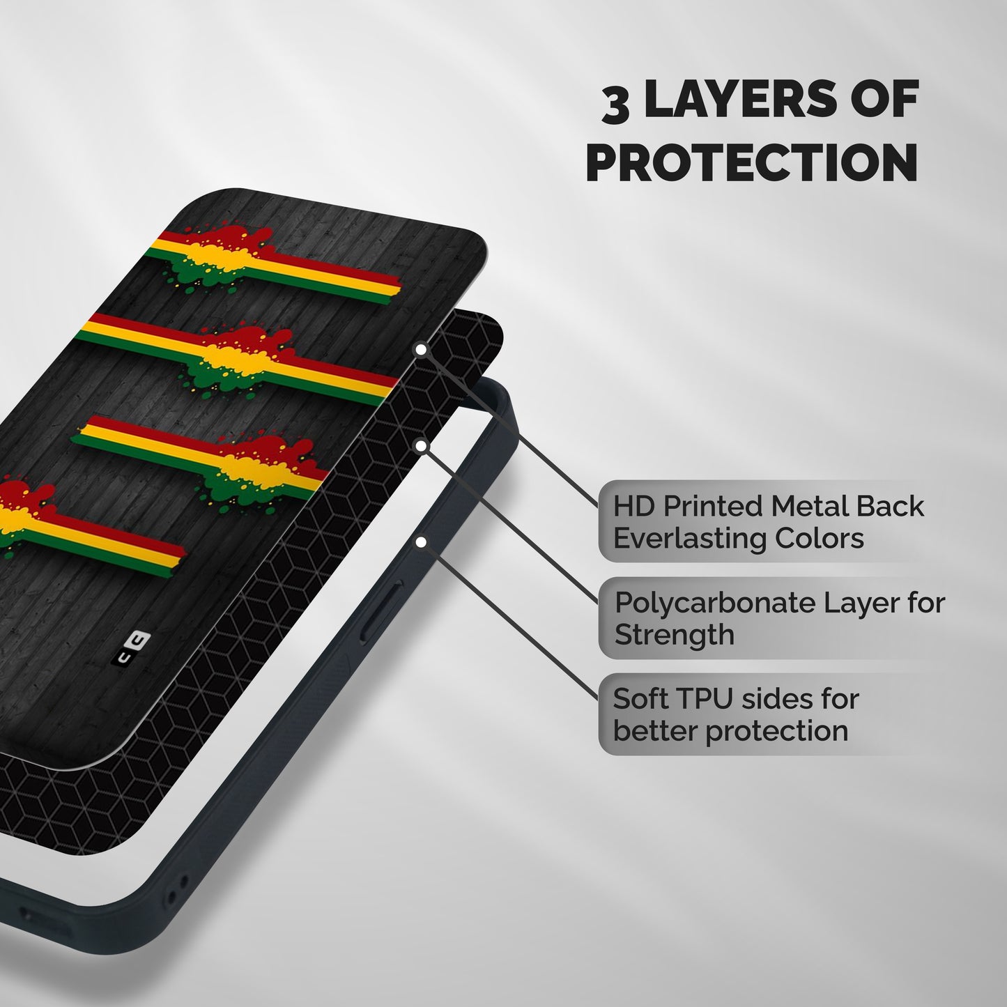Tricolor Splash Design Shockproof Hybrid Protection (Metal + TPU) Back Case Cover