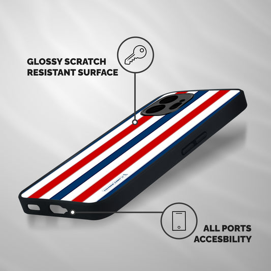 Tricolor Stripes Shockproof Hybrid Protection (Metal + TPU) Back Case Cover