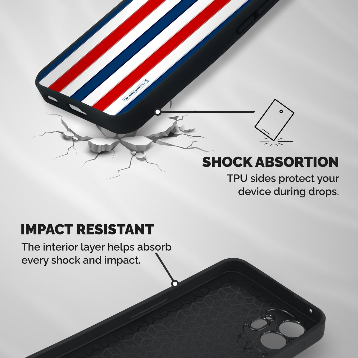 Tricolor Stripes Shockproof Hybrid Protection (Metal + TPU) Back Case Cover