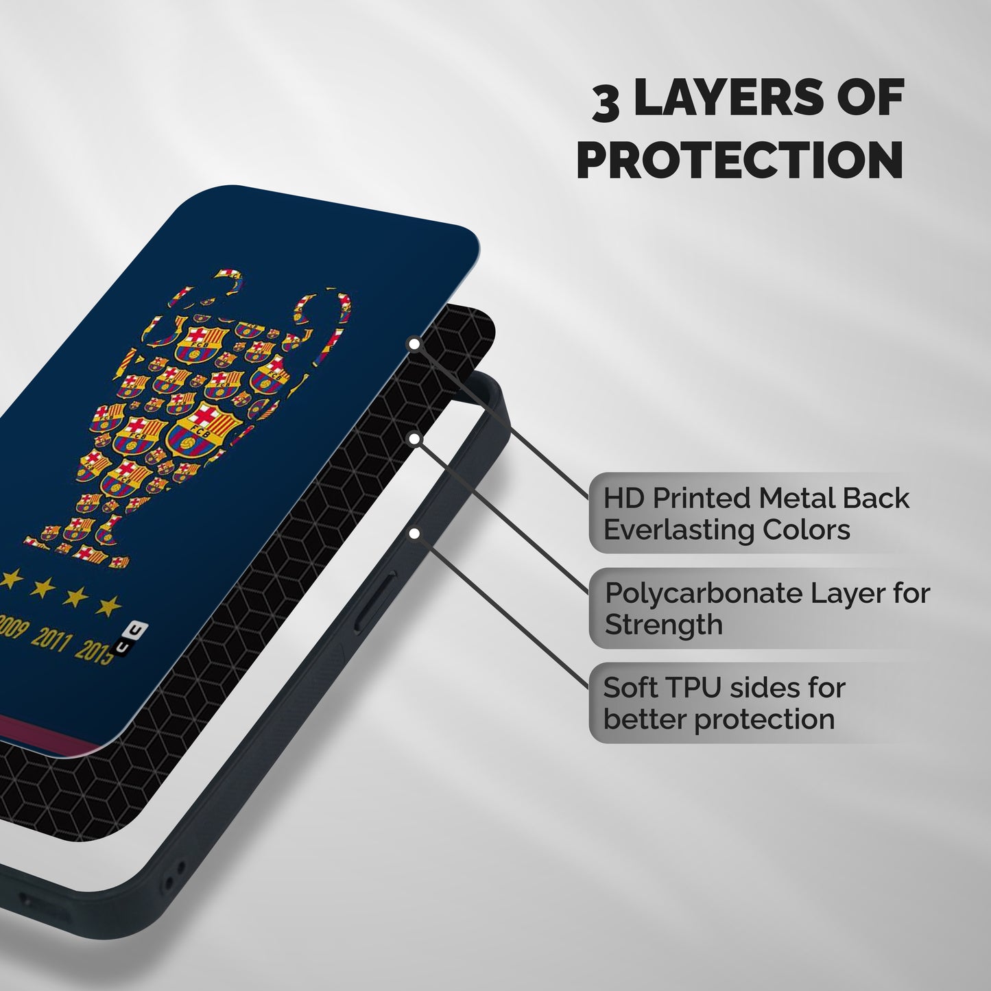Trophy Team Shockproof Hybrid Protection (Metal + TPU) Back Case Cover