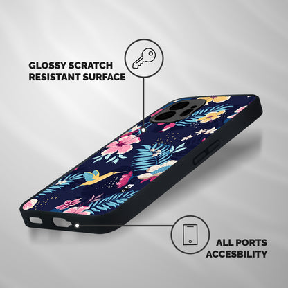 Tropical Flamingo Pattern Shockproof Hybrid Protection (Metal + TPU) Back Case Cover