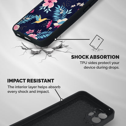 Tropical Flamingo Pattern Shockproof Hybrid Protection (Metal + TPU) Back Case Cover