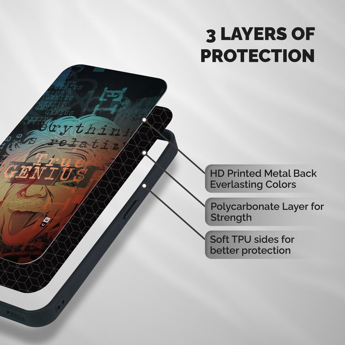 True Genius Shockproof Hybrid Protection (Metal + TPU) Back Case Cover
