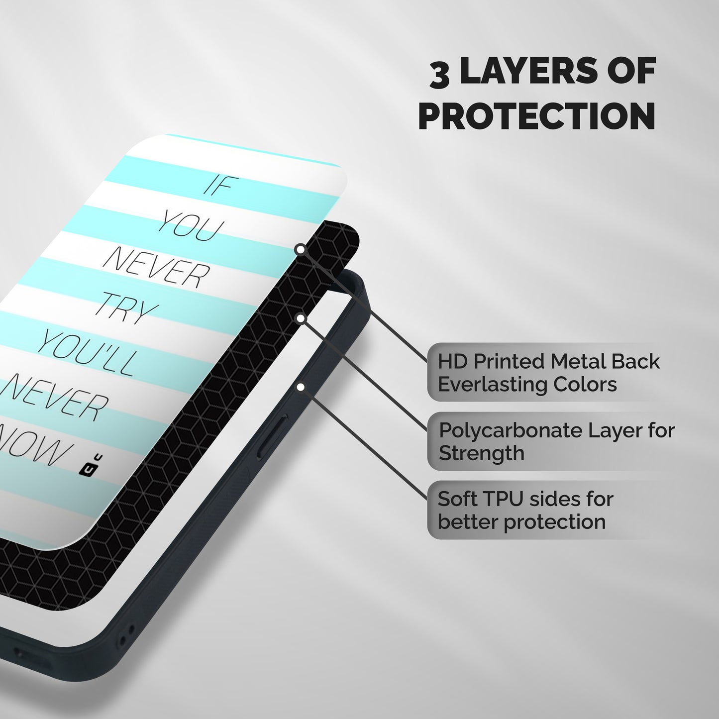 Try Know Shockproof Hybrid Protection (Metal + TPU) Back Case Cover