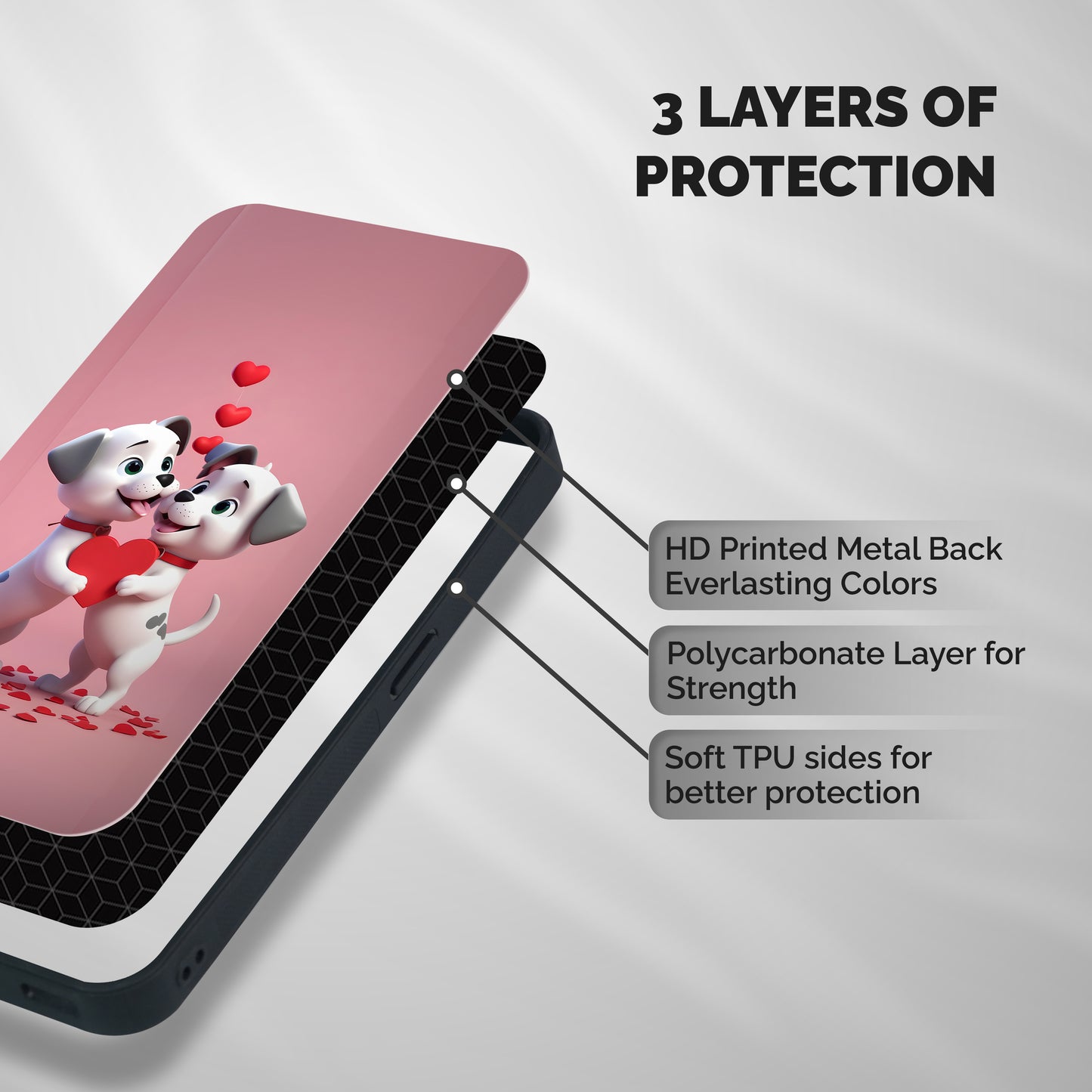 Two Puppies Together Shockproof Hybrid Protection (Metal + TPU) Back Case Cover